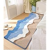 JGSF Blue Ocean Wave Bath Mat, Cute Coastal Beach Theme Decor,Non Slip Washable Bathroom Rugs Bath Mats for Bedroom Bathroom 