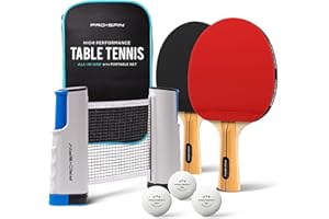 PRO-SPIN All-in-One Ping Pong Set - Retractable Ping Pong Net for Any Table, High-Performance Ping Pong Paddles, Pro-Quality 