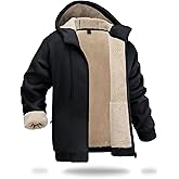 Boladeci Men's Sherpa Lined Hoodie Jacket Winter Warm Heavy Weight Zip Up Hooded Sweatshirt Thick Fleece Coats