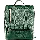 Tote&Carry Apollo 2 Large Vegan Backpack, Eco-Friendly Carry-On Bag for Travel, Work & Daily Use – Water-Resistant (Crocodile Skin Pattern, Emerald Green)