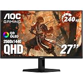 AOC 27" Gaming Monitor QHD 240Hz QD OLED NVIDIA G-SYNC Compatible Q27GAZD | 2560&times;1440 Computer Monitor, 0.03ms, HDR, DP 1.4, HDMI 2.0, Earphone Out, VESA Mount, Console Ready, 3-Year Warranty