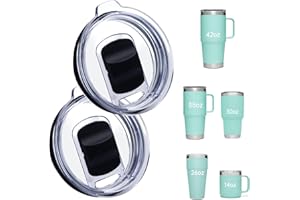 OENUASG 2 Pack Tumbler Lid for YETI, Lid Compatible With YETI 42/35 oz Tumbler with Handle, 30 oz Travel Mug, 26 oz Straw Cup, 14 oz Mug, Travel Spill Proof Cup Lids with Magnetic Slider Switch, BPA Free