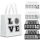 KERINGO 24 Pieces Volleyball Gift Bags Volleyball Party Treat Bag with Handles 8.66 x 8.66 Inch Volleyball Non Woven Gift Bags Volleyball Candy Goodie Snack Bags for Sports Birthday Party Decor