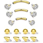 Ylqjksk 18G Internal Thread Eyebrow Piercing Jewelry Surgical Steel Curved Barbell Tiny Eyebrow Ring Vertical Labret Lip Jewelry Ear Rook Small Belly Button Ring for Women Men 6mm/8mm/10mm