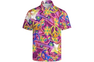 BONLOR Golf Shirts for Men Dry Fit Moisture Wicking Short Sleeve Print Shirts Funny Golf Polo Shirts Collared Shirt