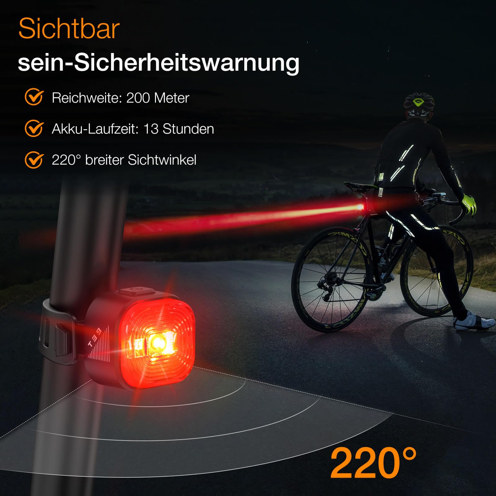 Tavaler Fahrradlicht Set USB Aufladbar | StVZO Zugelassen Fahrradbeleuchtung Set | IPX5 Wasserdicht Fahradlichterset LED | Fahrrad Licht Vorne | Fahrradlicht Hinten & Rücklicht Fahrrad 3