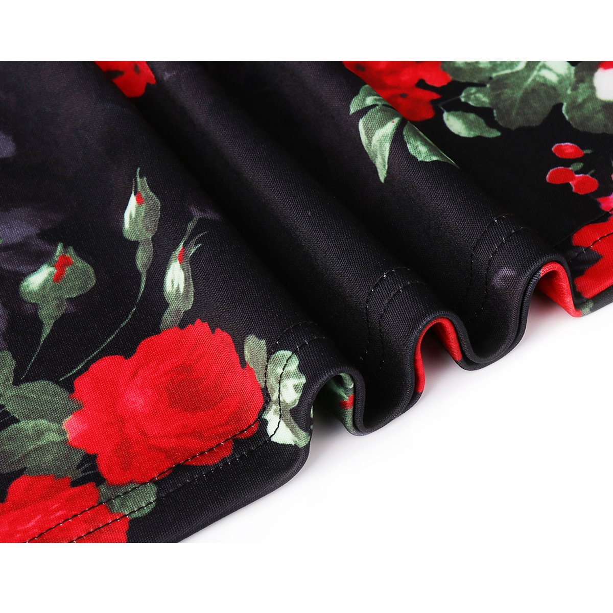 Zumine Women\'s Vintage Floral Midi Dress V-Neck half Sleeve Party cocktail dress (S, Red Floral)