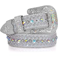 SUOSDEY Men Women Rhinestone Belt Western Cowboy Cowgirl  display picture 2