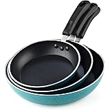 Cook N Home Nonstick Saute Fry Pan Set, 8, 9.5, and 11-Inch, Turquoise, 3-Piece