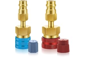 TVTOO R1234yf to R134a Adapter Kit, 2PCS Quick Couplers for High & Low Side, Car AC Refrigerant Recharge and Evacuation Conversion Connectors for R1234yf and R134a Systems (Red & Blue)