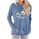 JEYMMI Womens Mama Bear Shirt Mom Shirt New Mom Gifts Graphic Tees with Pockets 2025