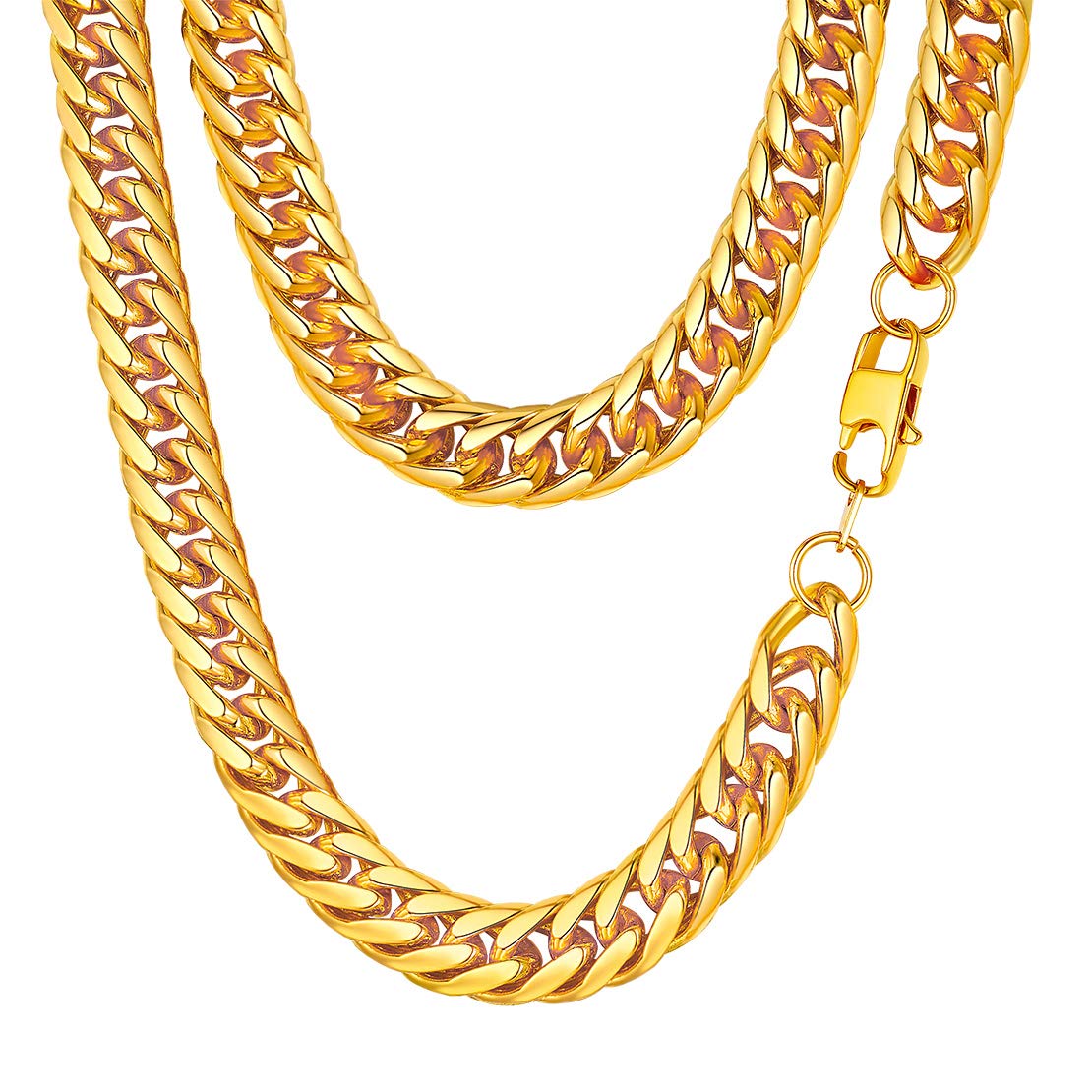 FindChic Cuban Chain for Men, Men's Necklace 12mm, 22" Length, Stainless Steel Curb Chians, Sturdy Gold Necklaces Jewellery for Father