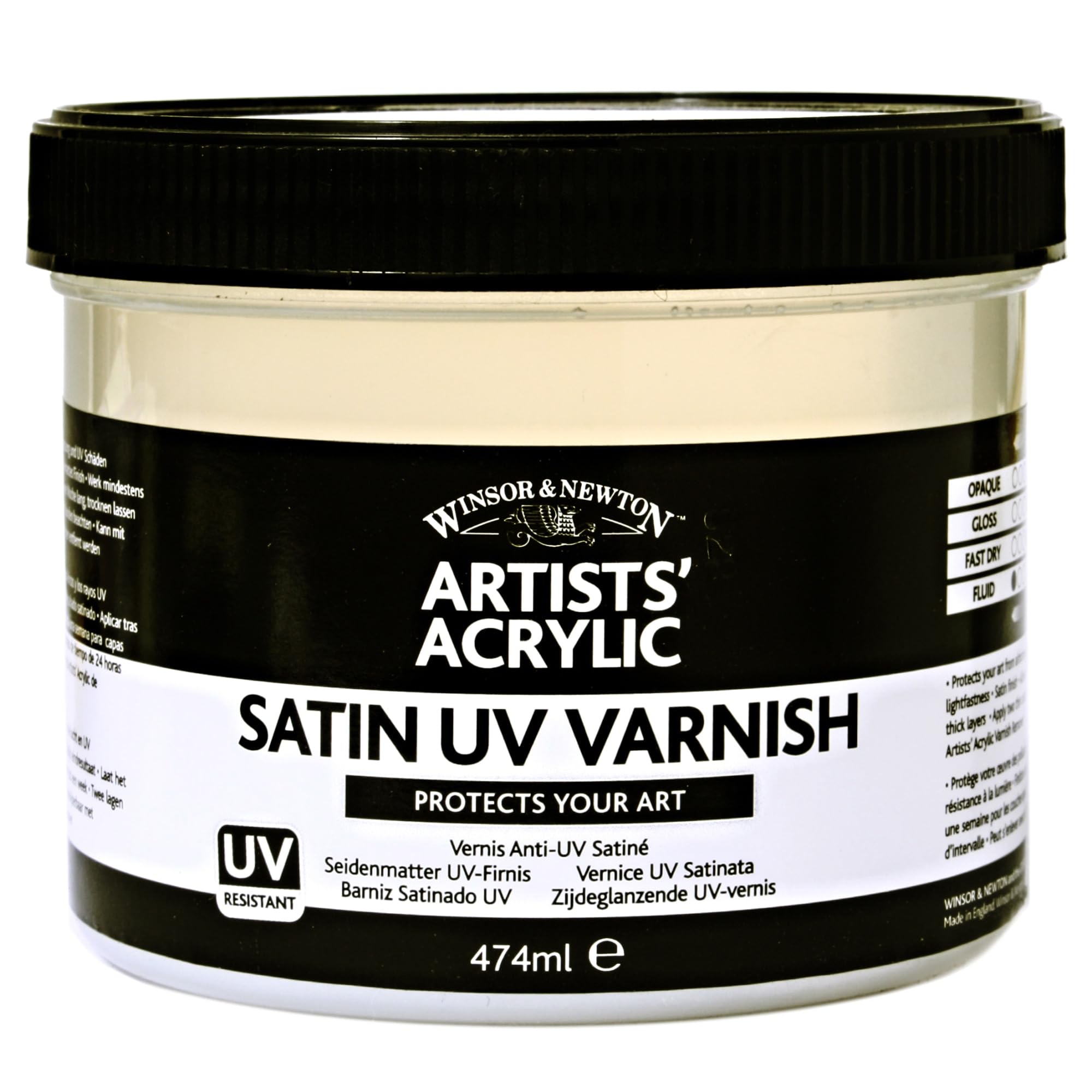 Winsor & Newton WN Acrylic Satin Varnish(+UV), ACFASV474, transparent, 450 ml (Pack of 1), 3050931