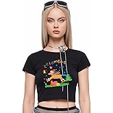 Baby Tees for Women Y2k - Orange Pony Funny Short Sleeve Crew Neck Crop Tops Going Out Top T-Shirt