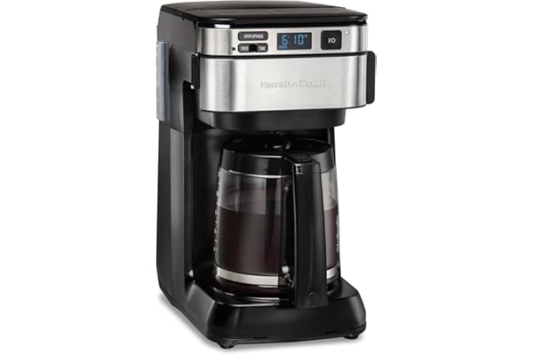 Hamilton Beach Programmable Coffee Maker, 12 Cups, Front Access Easy Fill, Pause & Serve, 3 Brewing Options, Black (46310)
