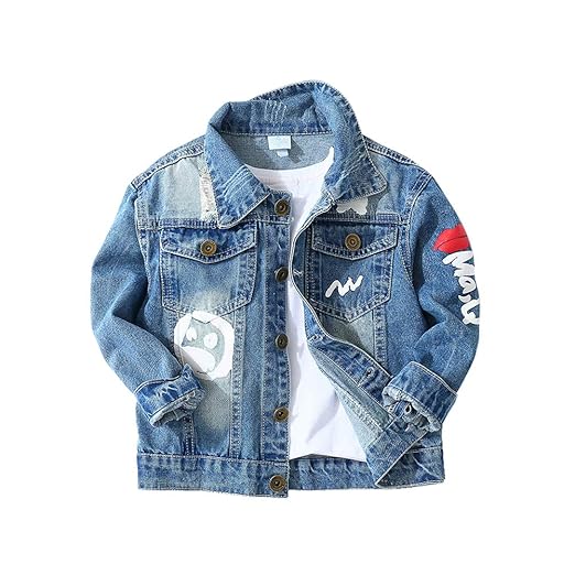 LAPLBEKE Kinder Jungen Jeansjacke Mädchen Haben Jean Shirts Gedruckt