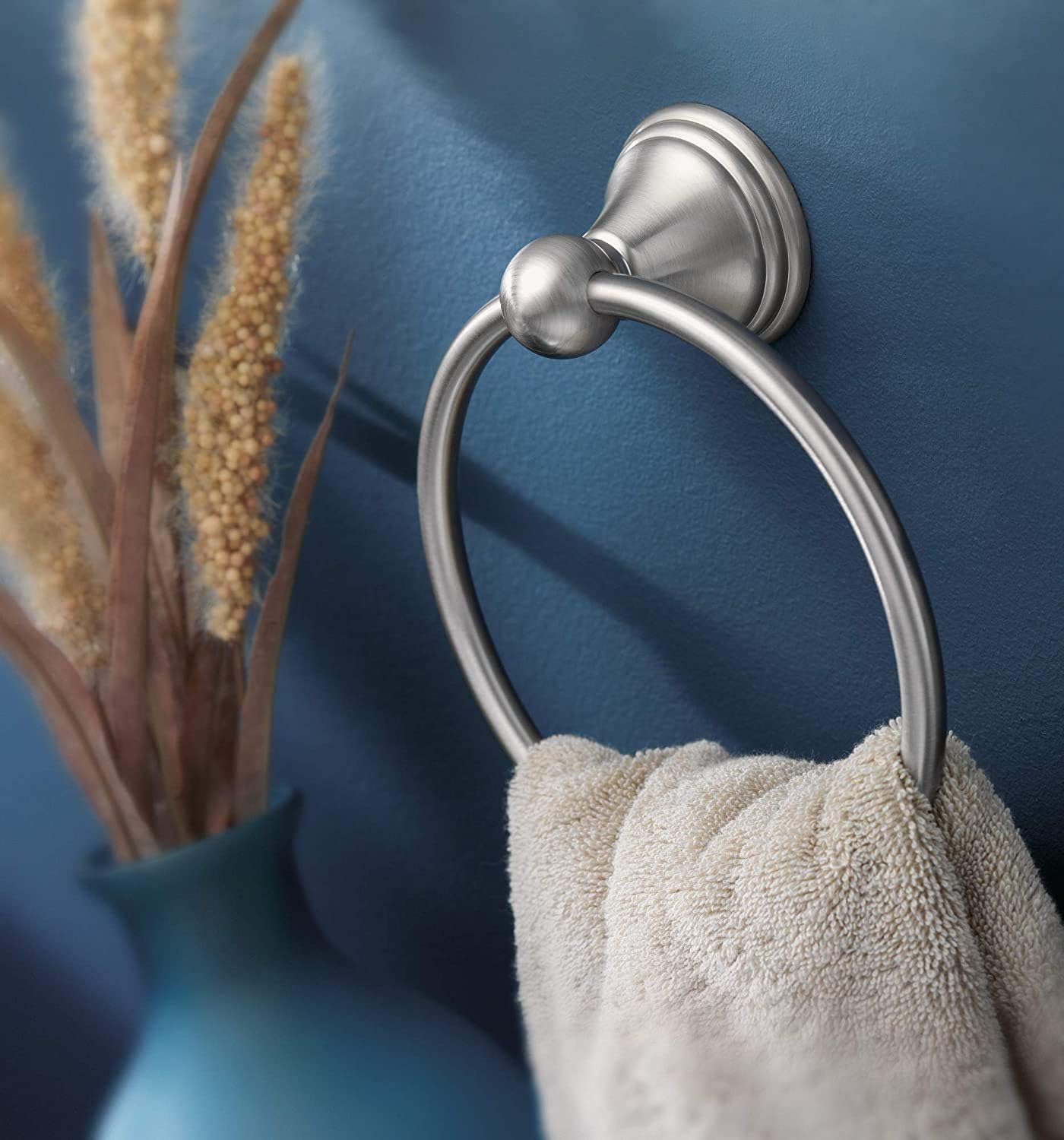 Moen DN8486BN Preston Collection Bathroom Hand Towel Ring, Spot Resist Brushed Nickel - Hand Towel Holder - 