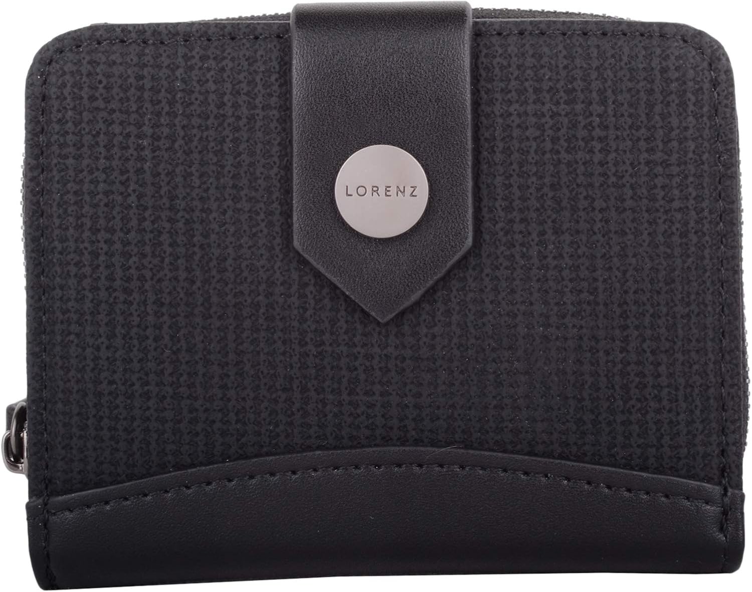 Valita Womens Small Woven Look Bi-Fold RFID Protected Money/Credit Card Purse - Black