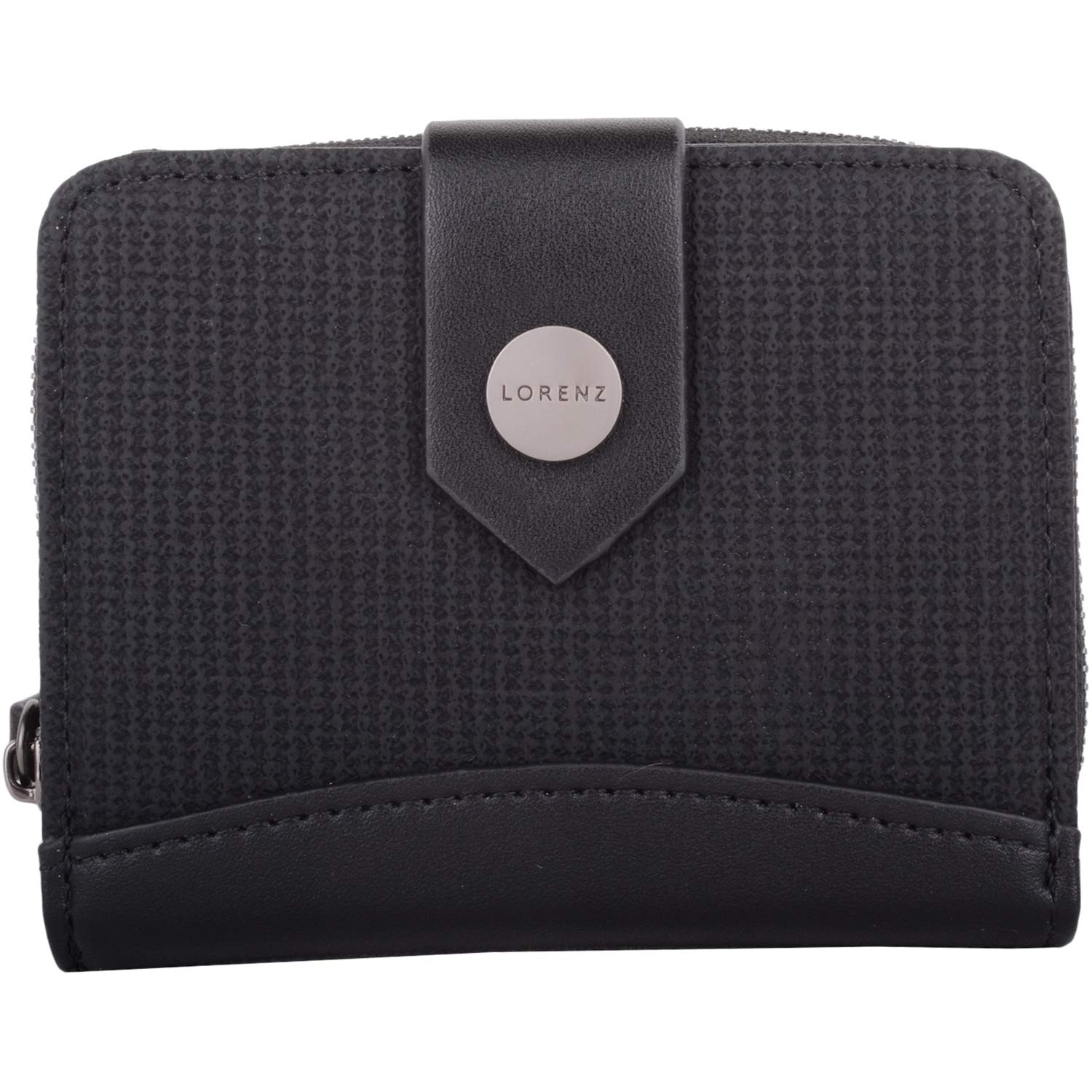 Valita Womens Small Woven Look Bi-Fold RFID Protected Money/Credit Card Purse - Black
