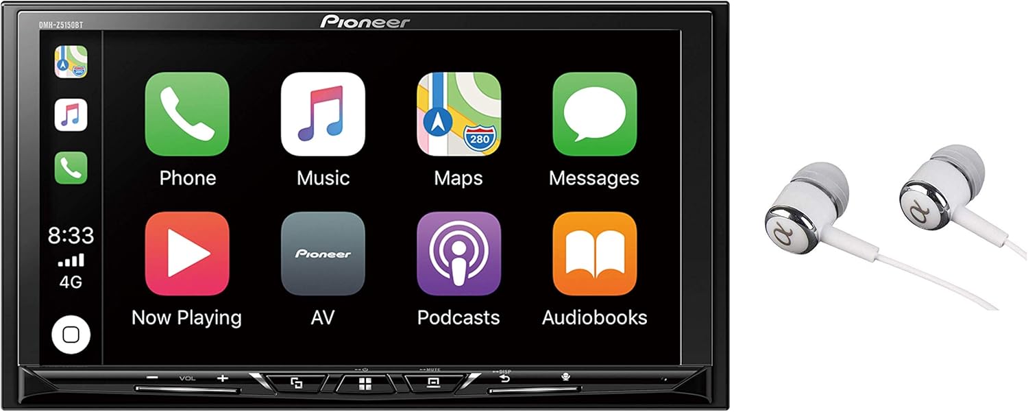 Pioneer 7" WVGA Display, Apple CarPlay, Android Auto, Built-in Bluetooth, AppRadio Mode, Pandora, Spotify, MIXTRAX, USB/AUX Digital Multimedia Video Receiver Bundled with Alphasonik Earbuds
