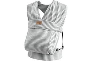 vrbabies Baby Wraps Carrier Newborn to Toddler, Kangaroo Baby Easy Wearing Wrap, Adjustable Soft Baby Holder Front Chest Sling Carriers Perfect Infant Essentials Gifts (Striped Grey, Cotton)