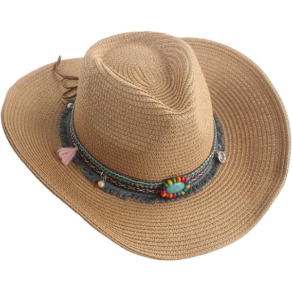 Star Graffiti Straw Hat Womens Western Cowboy Hat Large Brim  display picture 1