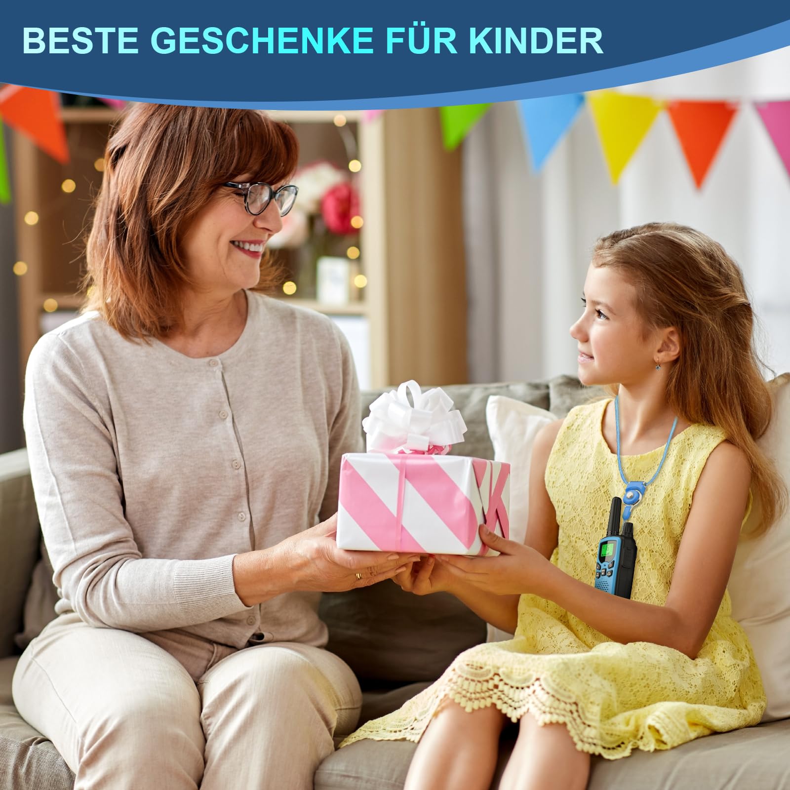 Walkie Talkie 3er Set Kinder Aufladbar, Rabigala Funkgeräte mit 5km großer Reichweite für Erwachsene, Li-ion Akku, VOX Freisprecheinrichtung, Taschenlampe LED, LCD 8