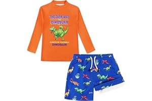 MILANKERR Toddler Boys Rash Guard Sets,Swim Trunks with Compression Liner,Swim Shirt Sets