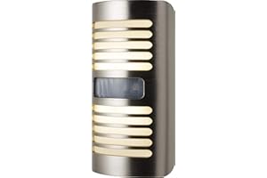 GE Enbrighten LED Motion Sensor Night Light, Motion-Select 25ft Detection, Plug-in, 40 Lumens, Dusk-to-Dawn, Ideal Nightlight for Bedroom, Bathroom, 37299, Brushed Nickel Louver, 1 Pack
