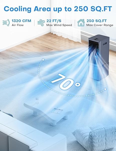 COOLECH WINDOWLESS AIR CONDITIONER W/ 4 MODES & 3 SPEEDS, WATERLESS ALERT, 2.4-GAL TANK FOR 20H COOLING, 12H TIMER, 20FT REMOTE, 70° AUTO SWING EVAPORATIVE AIR COOLER, PORTABLE AC UNIT FOR BEDROOM