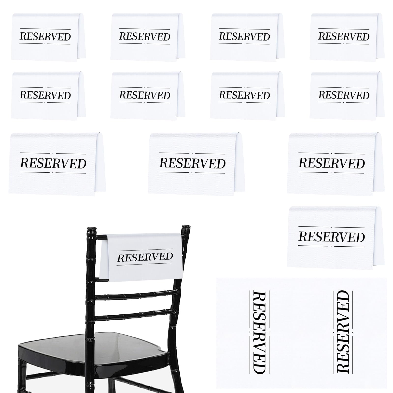 Photo 1 of 12 Pcs Reserved Seating Signs Reserved Chair Sign Printed Placeholder for Church Pew, Wedding, Party Events (White, 12 Pcs)