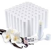 Lip Balm Bulk Unlabeled - Made in USA Bulk- Natural Ingredients Vitamin E Shea Butter - Custom Bulk For Party & Wedding Favors (50 Count, Vanilla)