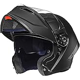 ILM Motorcycle Helmets Modular Full Face Moped Helmet Flip up Dual Visor for Adult DOT WS202 (Matte Black, Medium)
