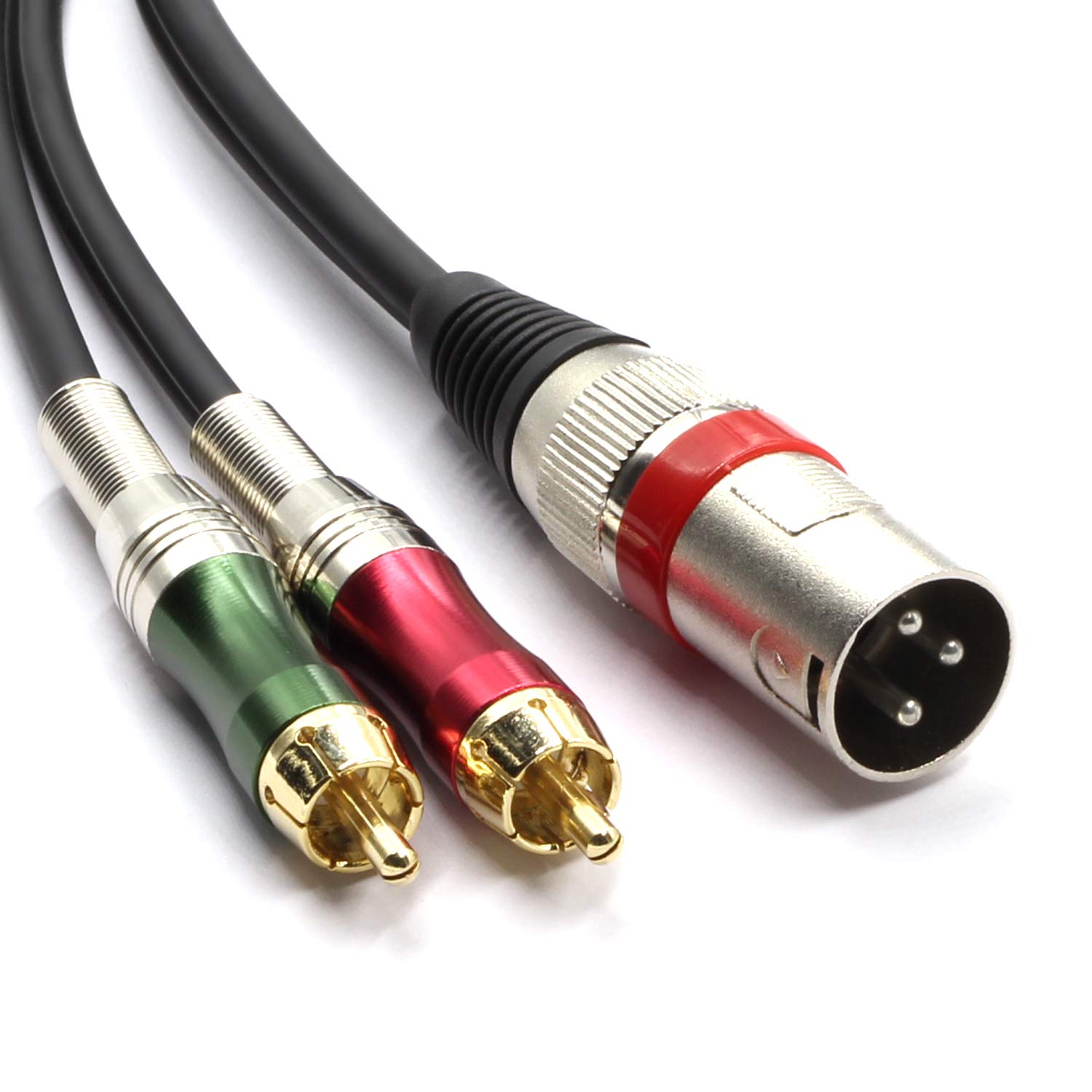SiYear XLR to 2 x Phono RCA Plug Adapter Y Splitter Patch Cable, 1 XLR Male 3 Pin to Dual RCA Male Plug Stereo Audio Cable Connector (3 Meters)
