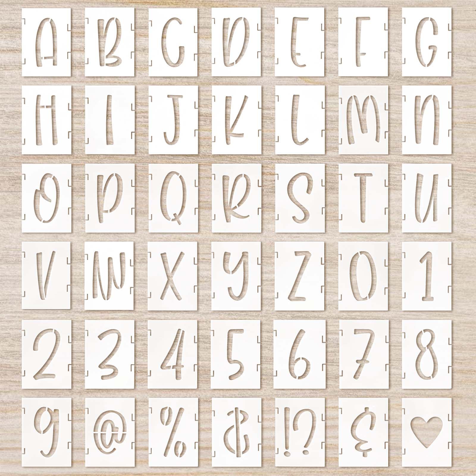 Cursive Letter Stencils 1 Inch - 42 Pcs Reusable Stencils for Painting, Chalkboard, Wood Signs, Wall Art