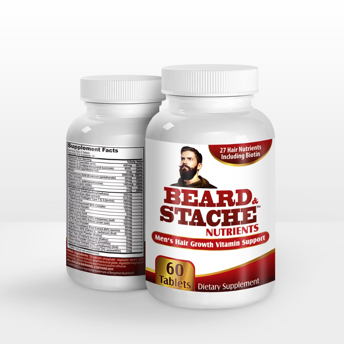 Beard/Stache Nutrients for Men Beard Growth Pills Natural Facial