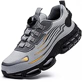 GLYGML Steel Toe for Men Work Sneakers Industrial & Construction Work Safety Shoes Puncture-Resistant Non-Slip Waterproof Lightweight Comfortable Gray US 10