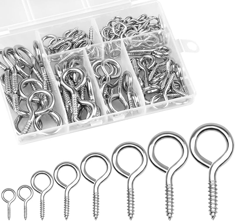 benlidoner 160Pcs Screw In Hooks Eye Bolts 8 Sizes Heavy Duty Indoor Outdoor