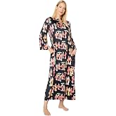 N Natori Women's Geisha- Printed Satin Caftan Length 52"