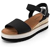 DREAM PAIRS Women's Open Toe Buckle Ankle Strap Espadrille Platform Wedge Sandals
