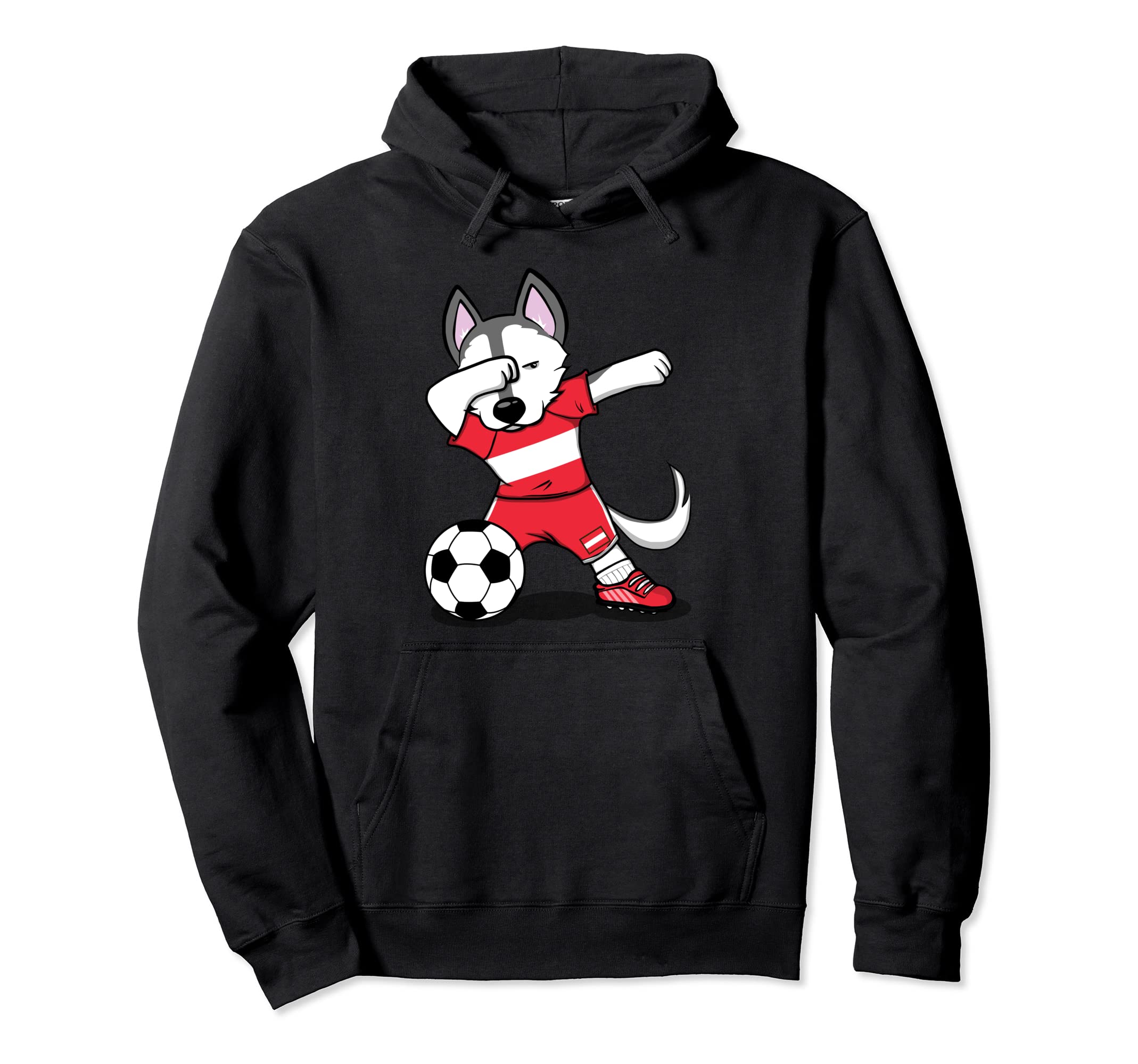 Dabbing Husky Dog Austria Soccer Fan Austrian Football Lover Pullover Hoodie