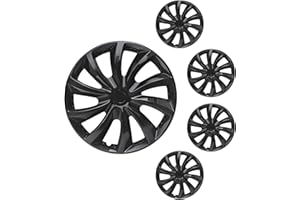 YQBRAND Hubcaps Wheel Cover Replacement R16 Size Hub Cap Universal Steel Wheels Rim Tire Covers ABS Material Exterior Accessories for Most Car Truck SUV -Set of 4（16-inch，Black）