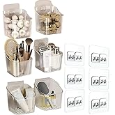 6Pack small Wall Mount Organizer, Adhesive Cabinet Door Storage Bins, Clear Makeup Container, Stackable Organizer Basket for Kitchen, Bathroom, Cabinet, Pantry, Office，Refrigerator Small Items storage