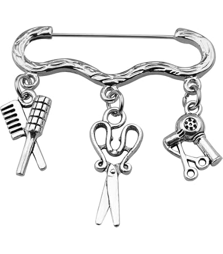 Hairdresser Brooch Pin Set - 20 PCS With Comb, Scissors & Hair Dryer Charms, Cosmetology Stylist Gift (Zinc Alloy)