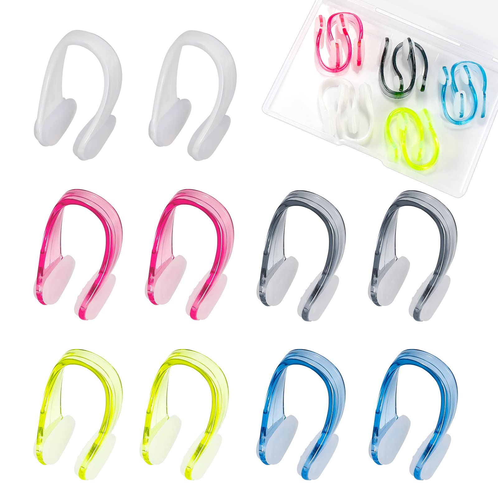 SAVITA 10 Set Swimming Nose Clip, Reusable Convenient Waterproof Nose Protector with Waterproof Silica Gel for Showering Bathing Surfing Snorkeling Other Water Sports