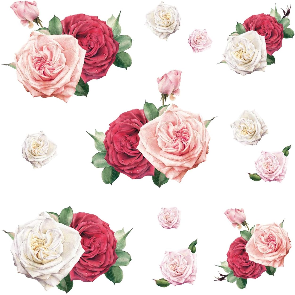DECOWALL DS4-8041 Watercolour Rose (Small) Kids Wall Stickers Decals Flower Peel and Stick Removable for Nursery Bedroom Living Room Art murals Decorations