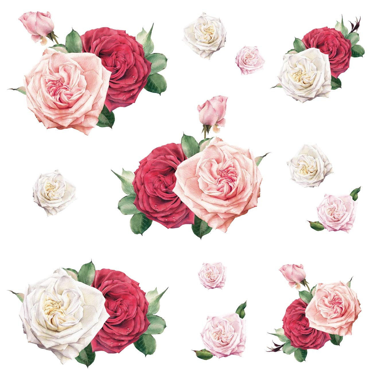 DECOWALL DS4-8041 Watercolour Rose (Small) Kids Wall Stickers Decals Flower Peel and Stick Removable for Nursery Bedroom Living Room Art murals Decorations