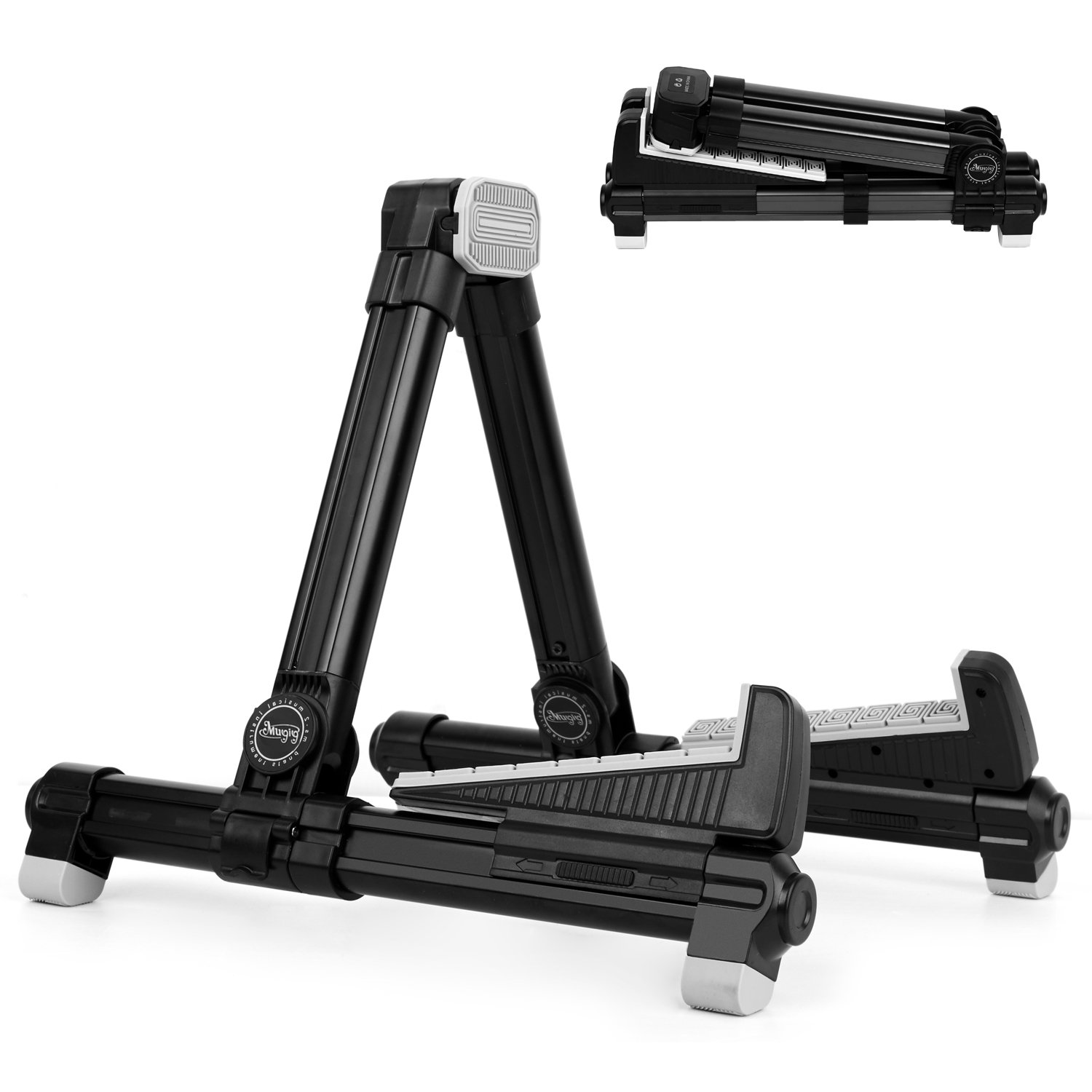 Universal Design Portable Adjustable Folding A-Frame Professional Travel Stands for Acoustic/Electric/Classical Guitar,Bass,Banjo (Black)