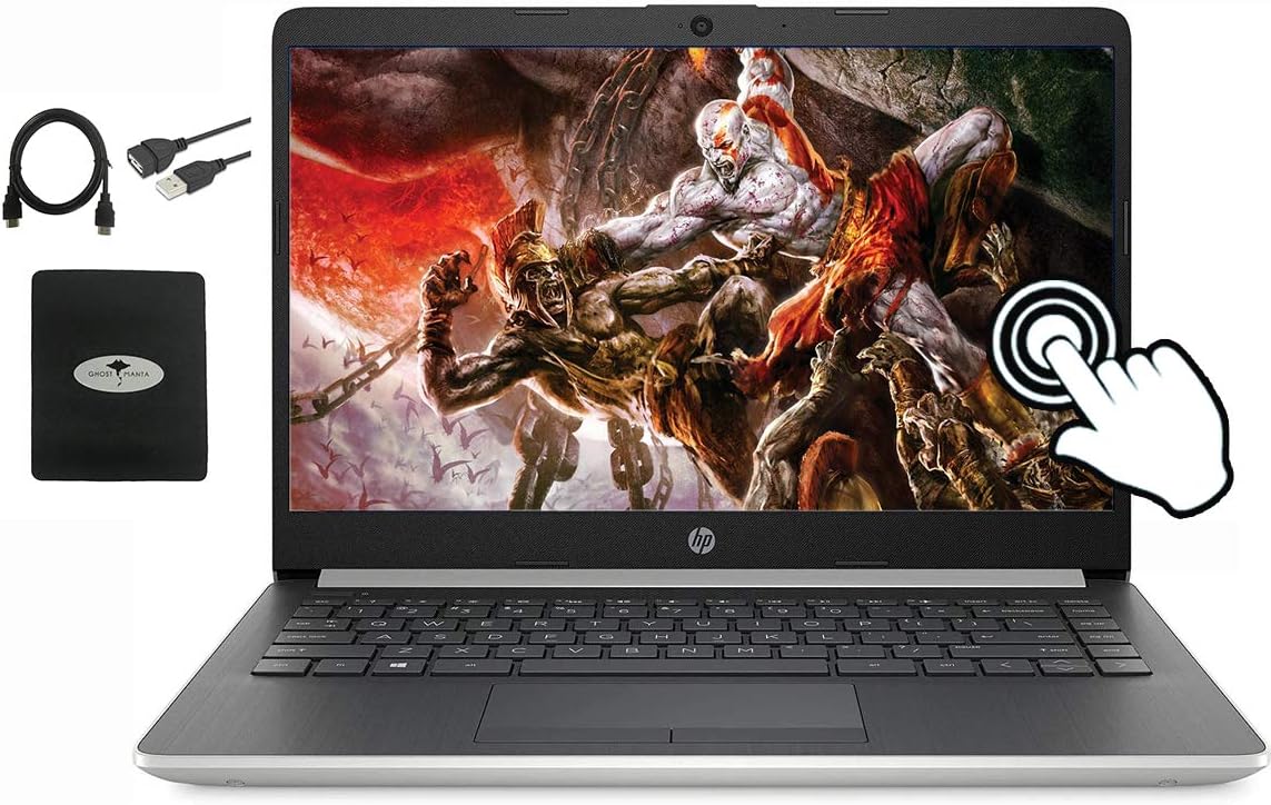 2020 HP 14" Touchscreen Laptop Computer, AMD Ryzen 3 3200U up to 3.5GHz (Beat i5-7200U), 8GB RAM DDR4, 256GB PCIe SSD, 802.11AC WiFi, USB Type-C, Windows 10, w/Ghost Manta Accessories