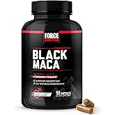 Force Factor Black Maca Root Supplement for Men, 1000mg Maca Negra Extract for Energy, Hormonal Balance & Vitality, Superior Absorption with BioPerine, 90 Capsules